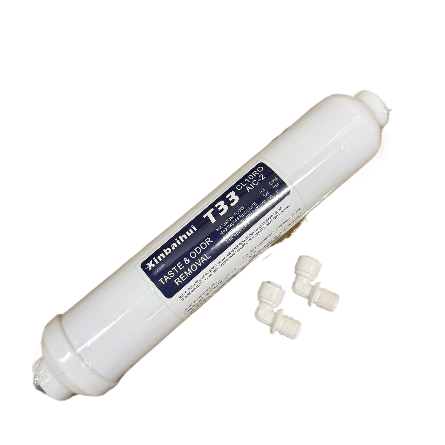 Carbon Filter Inline - プレミアムココナッツシェルT33ポストカーボンフィルター、ネジ式活性炭インラインカートリッジ（RO逆浸透膜浄水器用）