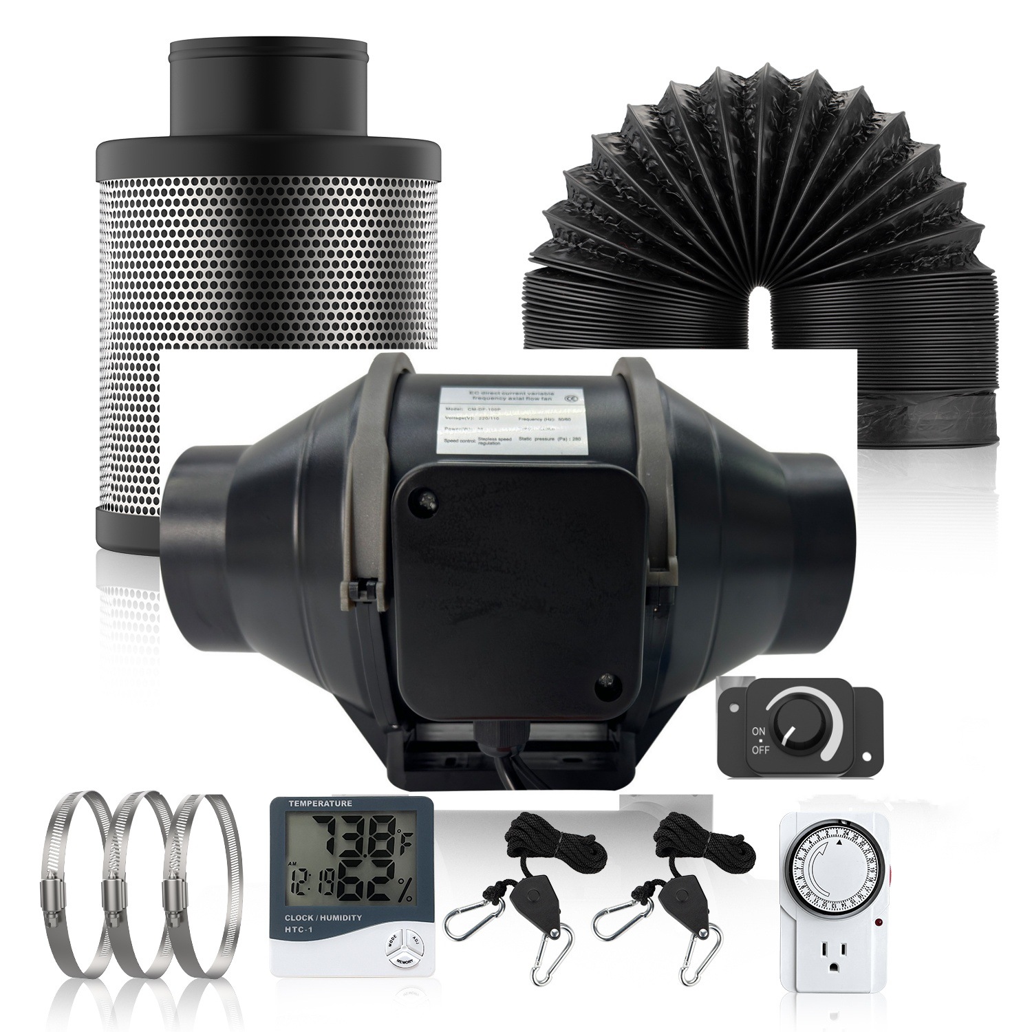 4インチスマートインラインダクトファン（湿度・温度制御機能付 - Carbon Filter Inline のレビューと価格