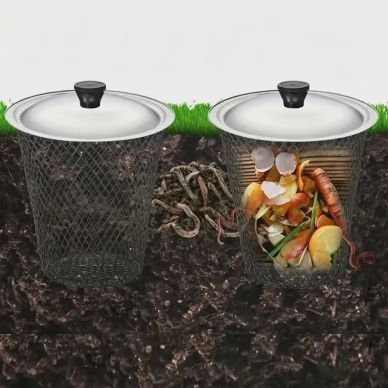 1/2個入り 蓋付きワームコンポスター 金属メッシュ 地上設 - Urban Farming Garden のレビューと価格